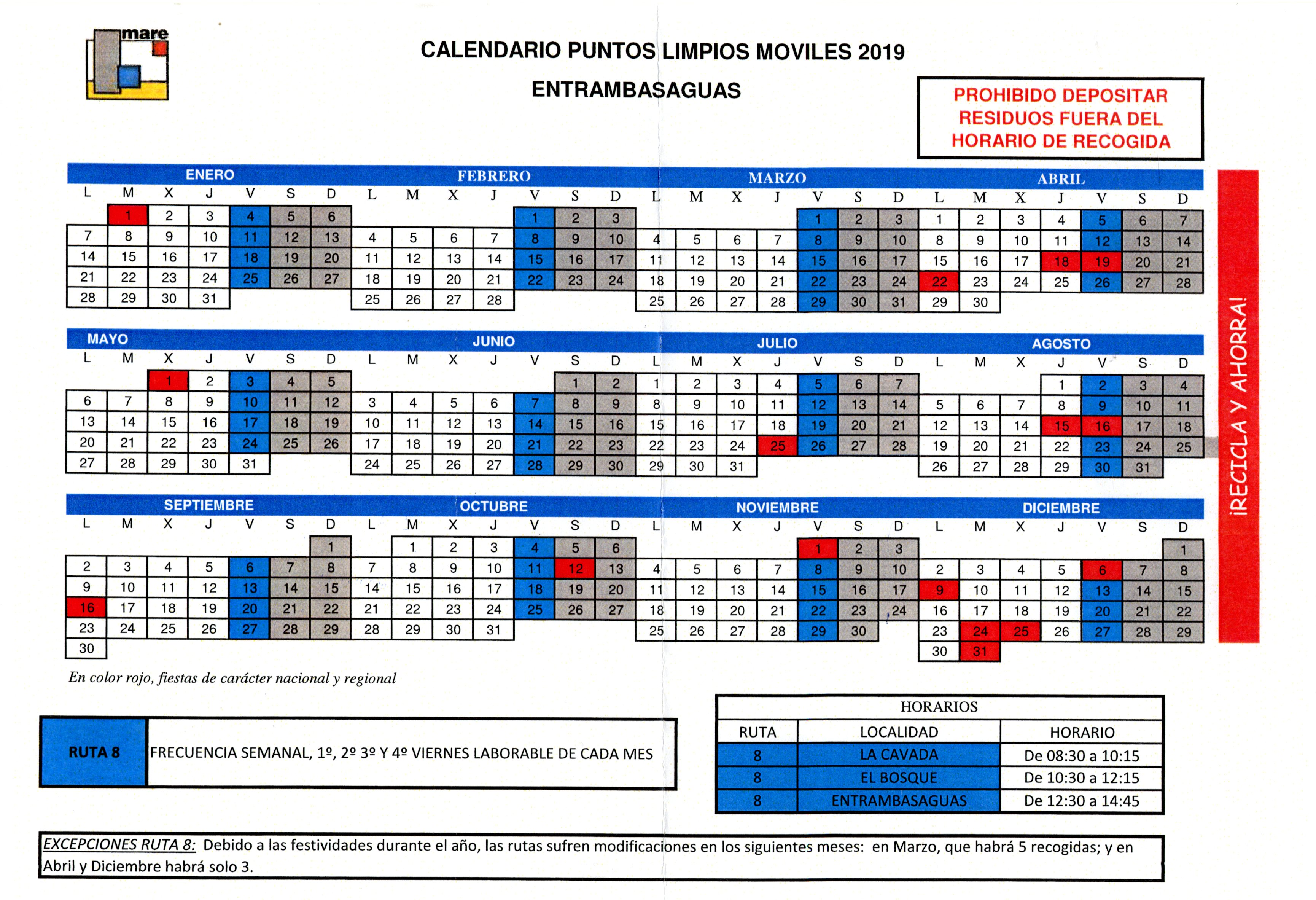 Calendario Puntos Limpios