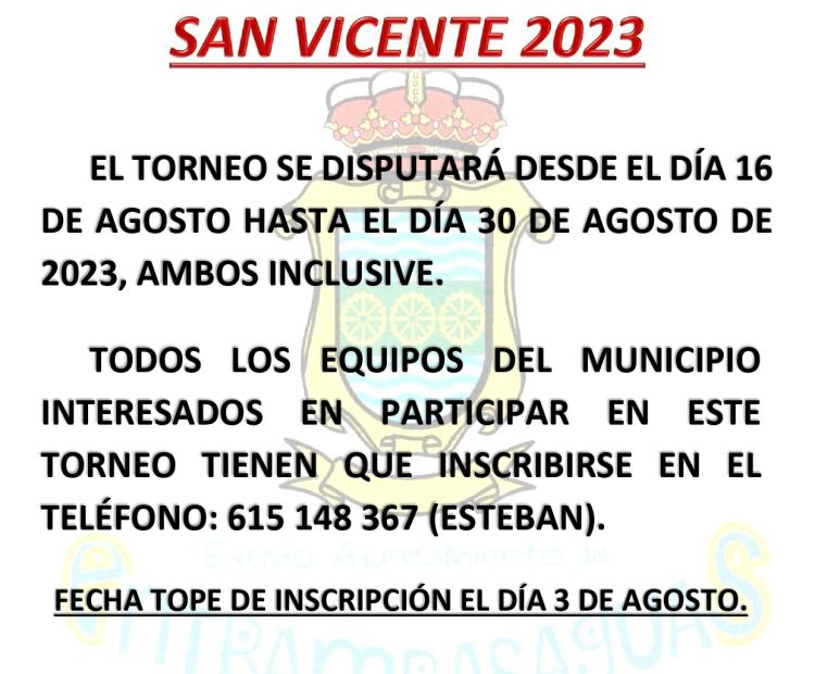 Torneo de Fútbol sala, San Vicente 2023. Inscripciones.