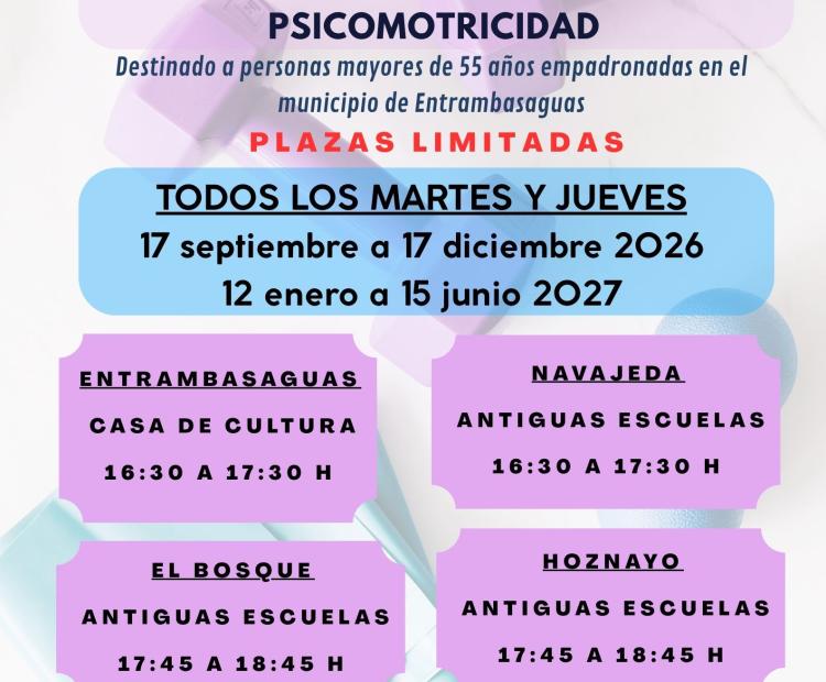 Nueva temporada del taller de Psicomotricidad. Temporada 2026-2027
